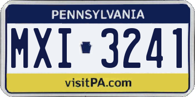 PA license plate MXI3241