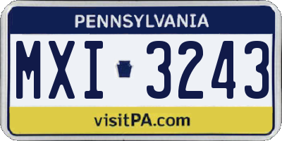 PA license plate MXI3243