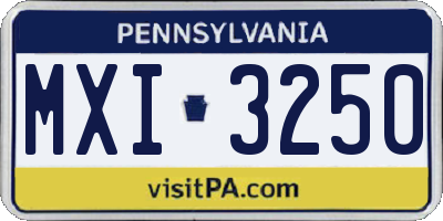 PA license plate MXI3250