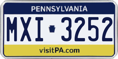 PA license plate MXI3252
