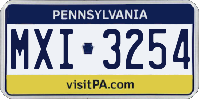 PA license plate MXI3254