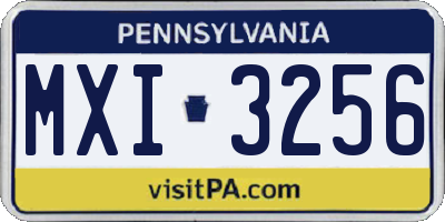 PA license plate MXI3256