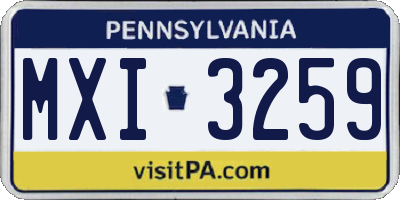 PA license plate MXI3259