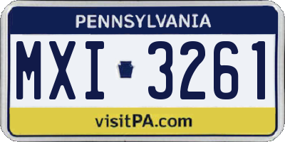 PA license plate MXI3261