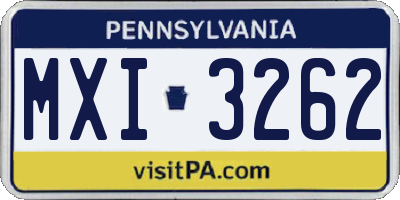 PA license plate MXI3262