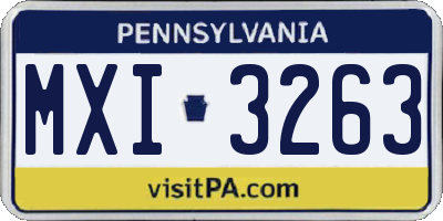 PA license plate MXI3263