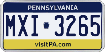 PA license plate MXI3265