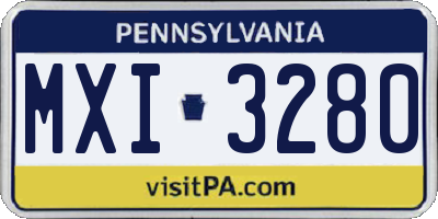 PA license plate MXI3280