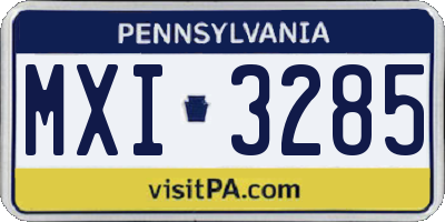 PA license plate MXI3285