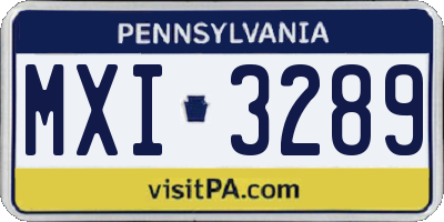 PA license plate MXI3289