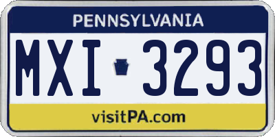 PA license plate MXI3293