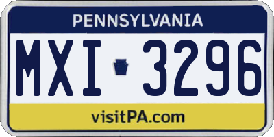 PA license plate MXI3296