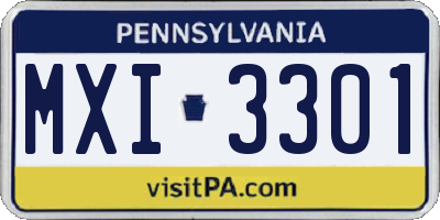 PA license plate MXI3301