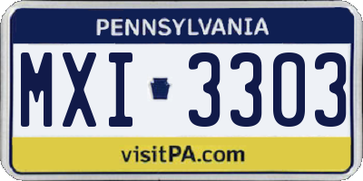 PA license plate MXI3303