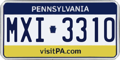 PA license plate MXI3310
