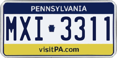 PA license plate MXI3311