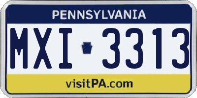PA license plate MXI3313