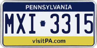 PA license plate MXI3315
