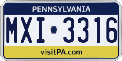 PA license plate MXI3316