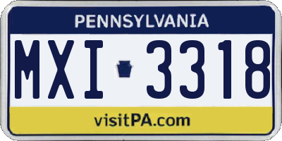 PA license plate MXI3318