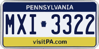 PA license plate MXI3322