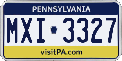 PA license plate MXI3327