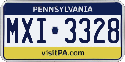 PA license plate MXI3328