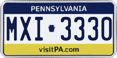 PA license plate MXI3330