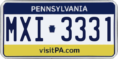 PA license plate MXI3331