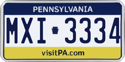 PA license plate MXI3334