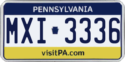 PA license plate MXI3336