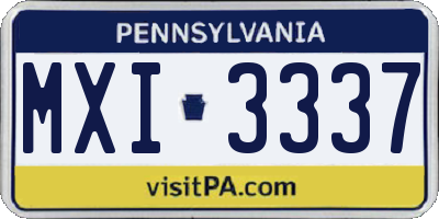 PA license plate MXI3337