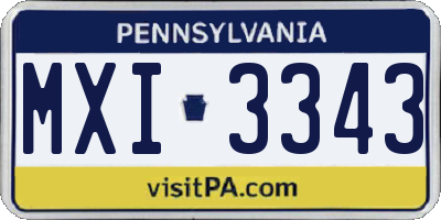 PA license plate MXI3343