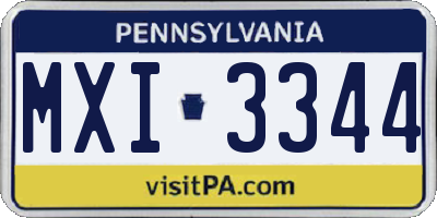 PA license plate MXI3344