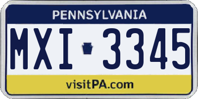 PA license plate MXI3345