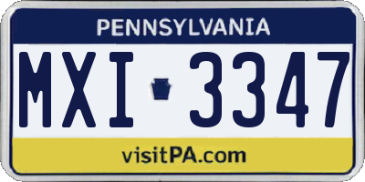 PA license plate MXI3347
