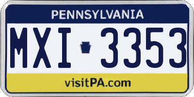 PA license plate MXI3353