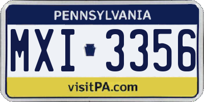 PA license plate MXI3356