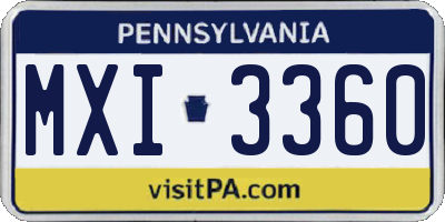 PA license plate MXI3360