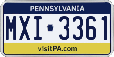 PA license plate MXI3361