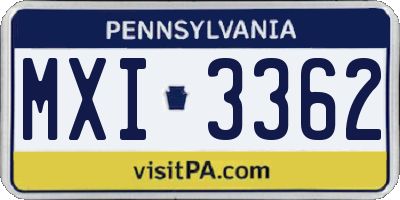 PA license plate MXI3362