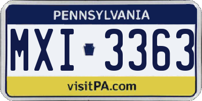 PA license plate MXI3363