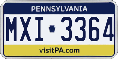 PA license plate MXI3364