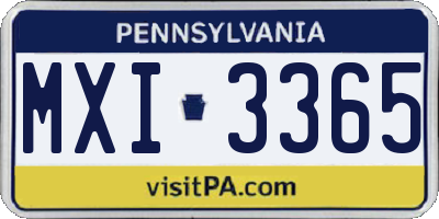 PA license plate MXI3365