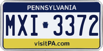PA license plate MXI3372