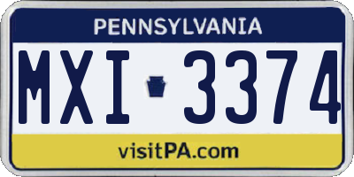 PA license plate MXI3374