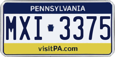 PA license plate MXI3375