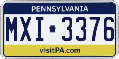 PA license plate MXI3376