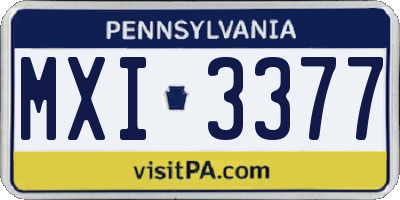 PA license plate MXI3377