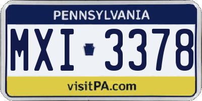 PA license plate MXI3378